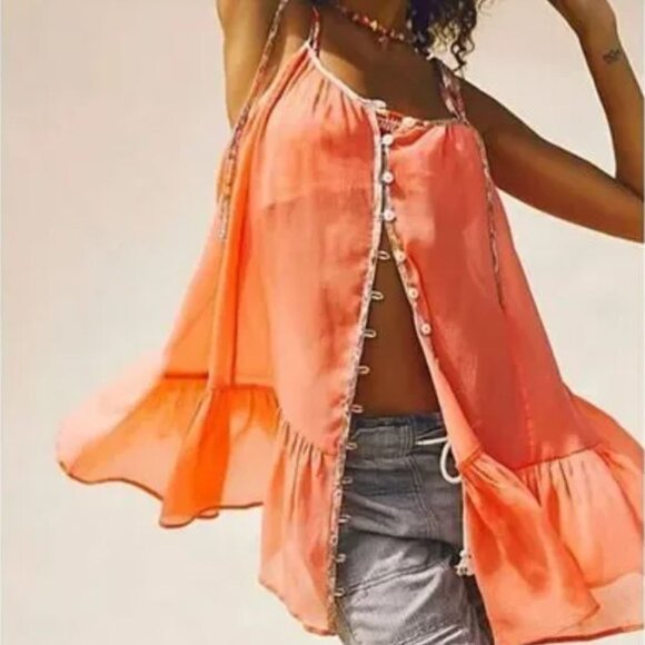 Free People Dresses & Skirts - Free People Intimately Bali Sweet Nothing Slip Mini Dress Lingerie Coral Small